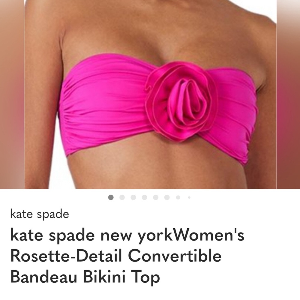 kate spade Hot Pink Strapless Bandeau with Rose Accent 🆕 Large.  straps included